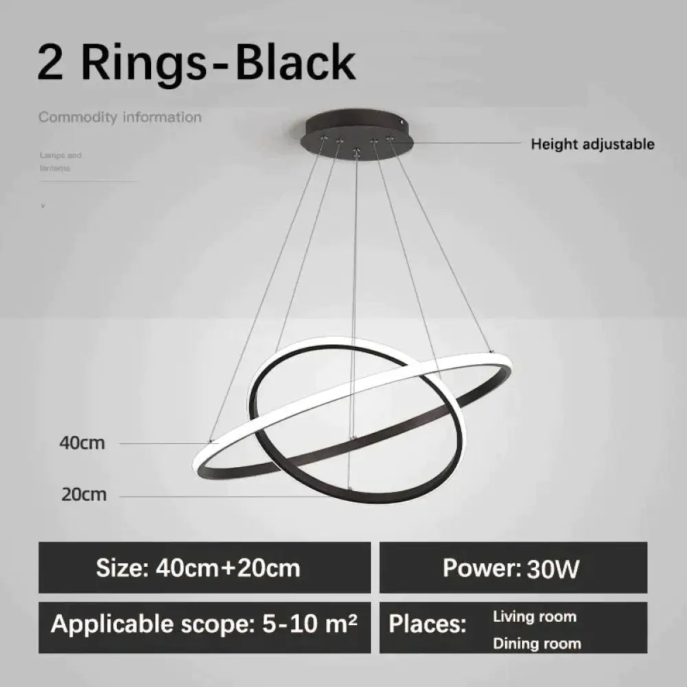 Laya: Minimalist Elegance With A Touch Of Modernity 2 Rings - Black / Ac80 - 265V Brightness