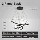 Laya: Minimalist Elegance With A Touch Of Modernity 3 Rings - Black / Ac80 - 265V Brightness