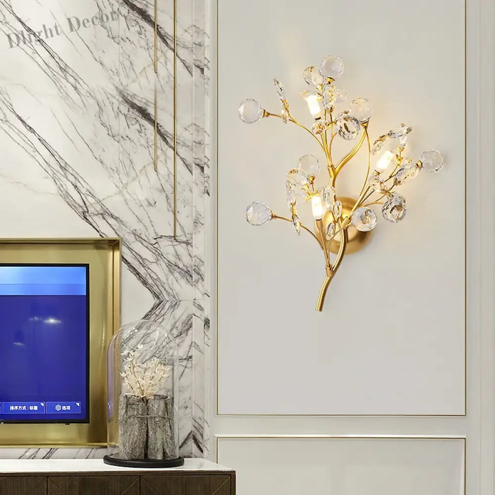 Layla’s Golden Crystal Wall Lamp - Creative Light Luxury For Your Living Spaces Wall Lamp