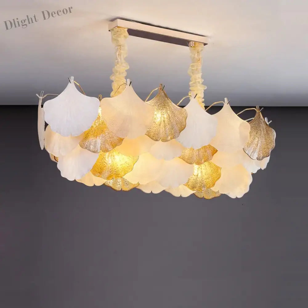 Led Art Deco Autumn Ginkgo Dimmable Hanging Lamps - Luminaire Chandelier Lighting For Dining Rooms