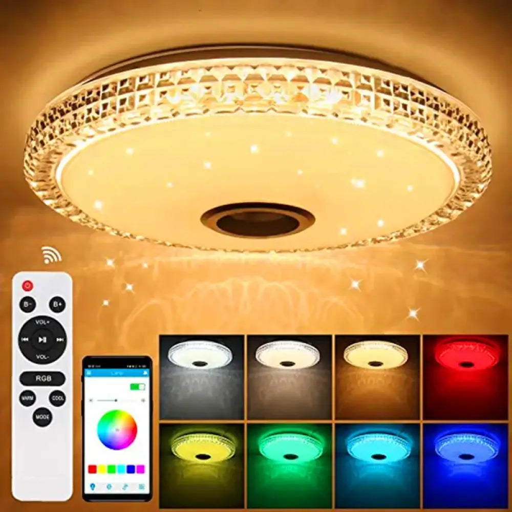 Led Ceiling Light With Smart App Control And Bluetooth Speaker - Modern Lighting For Your Living