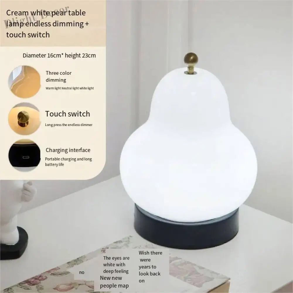 Led Cream Pear Table Lamp - Elegant Bedroom And Living Room Decor Light