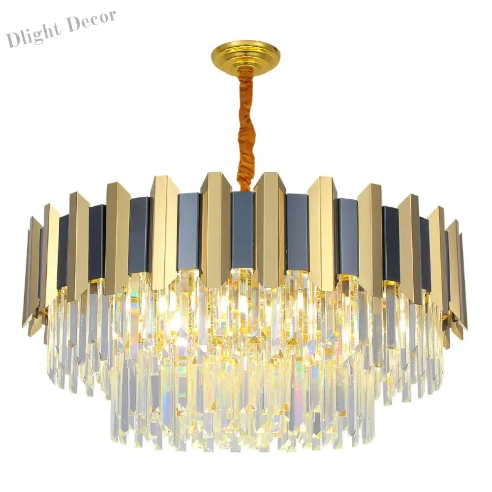 Led Modern Stainless Steel Crystal Chandeliers - Elegant Home Lighting For Foyers And Entrances