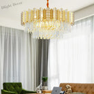 Led Stainless Steel Golden Post - Modern Chandelier - Light Luxury Crystal Elegance For Living