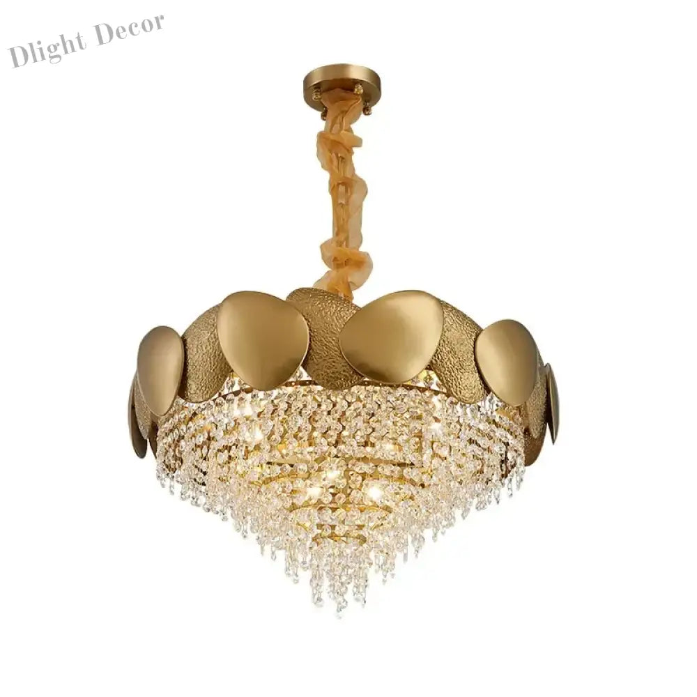 Led Tassels Crystal Chandelier - Modern Stainless Steel Gold Long/Round Pendant Light Chandelier