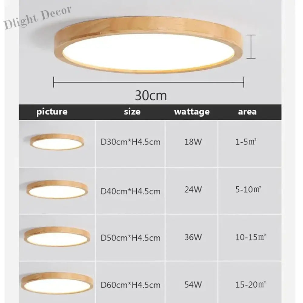 Led Ultra - Thin Ceiling Lamp - Nordic Wooden Decorative Perfect For Bedroom Living Rooms Balcony