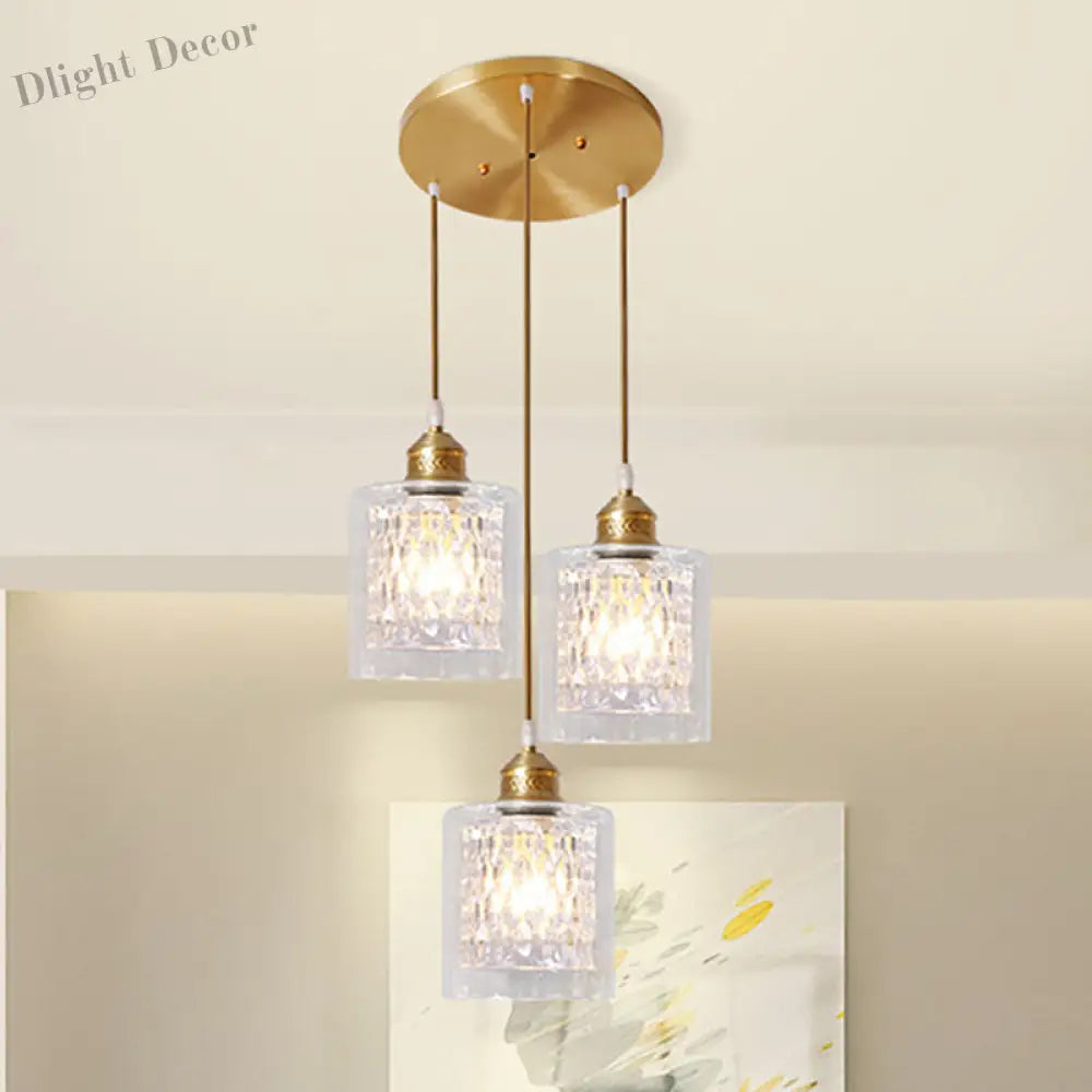 Leilani Modern Brass Pendant: Prismatic Glass Meets Chic Style