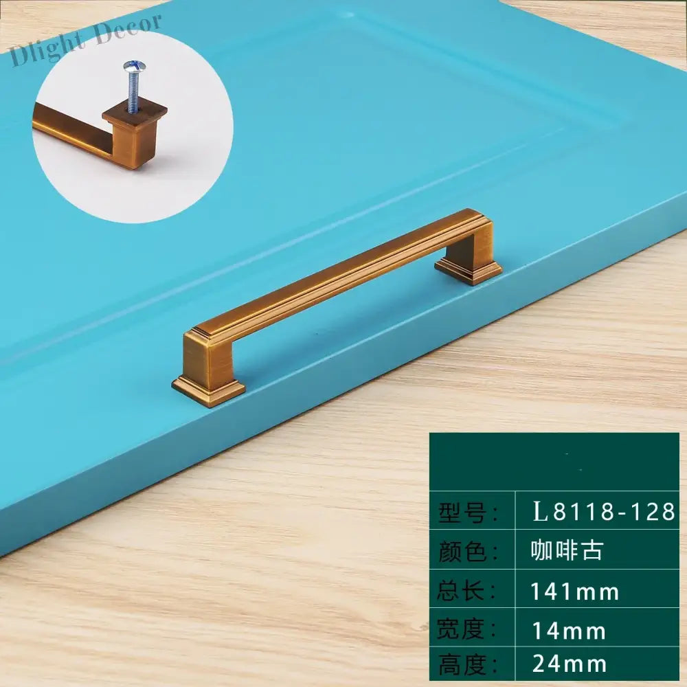 Light Luxury Bronze Cabinet Handles - Modern Drawer Pulls for Wardrobe and Kitchen Furniture Coffee bronze 128mm Handles