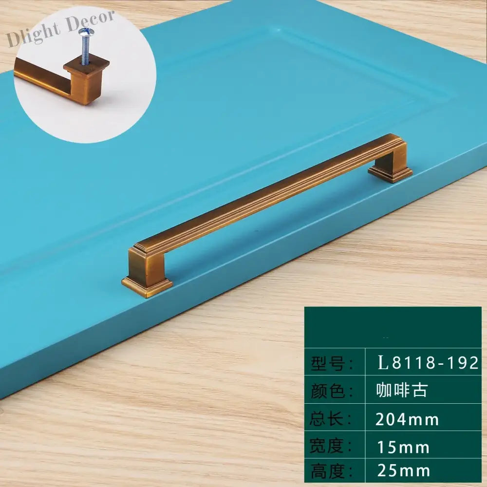 Light Luxury Bronze Cabinet Handles - Modern Drawer Pulls for Wardrobe and Kitchen Furniture Coffee bronze 192mm Handles