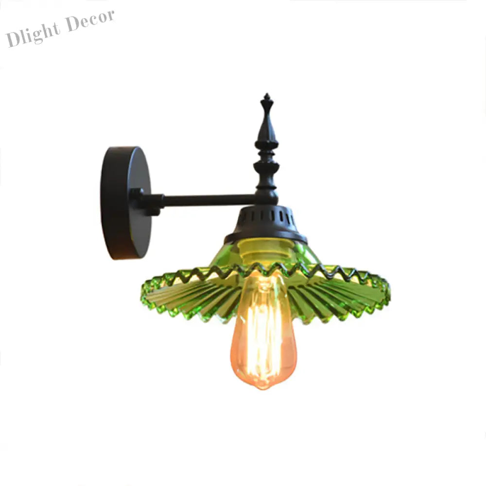 Light Up Your Space With Industrial Chic: The 1 - Light Black Sconce Clear/Green Glass