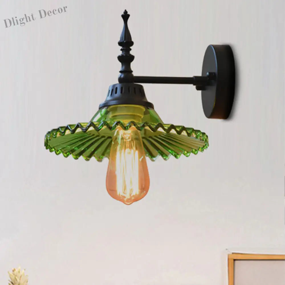 Light Up Your Space With Industrial Chic: The 1 - Light Black Sconce Clear/Green Glass