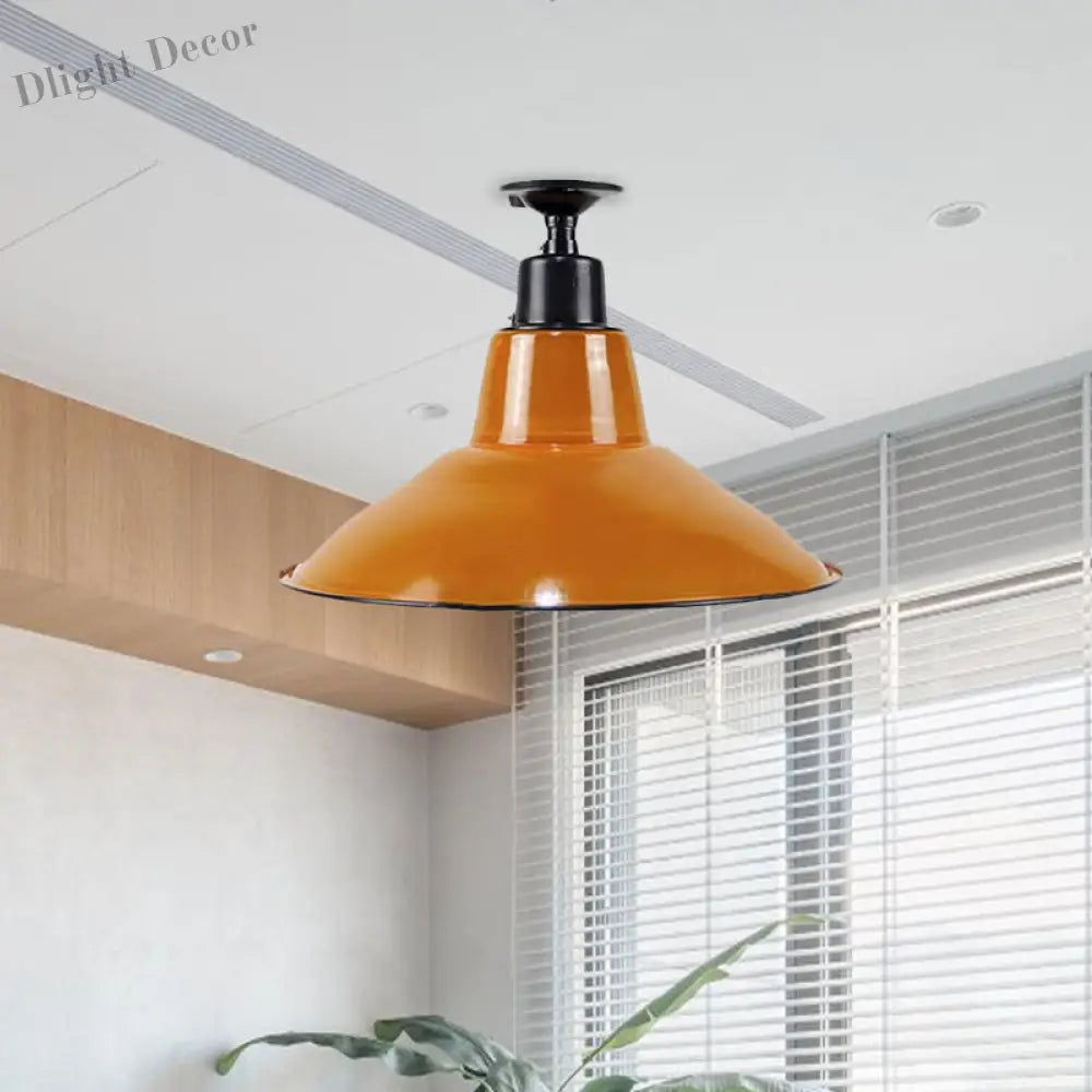 Lilah Orange Cone Flushmount: Vintage Flair For Your Balcony**