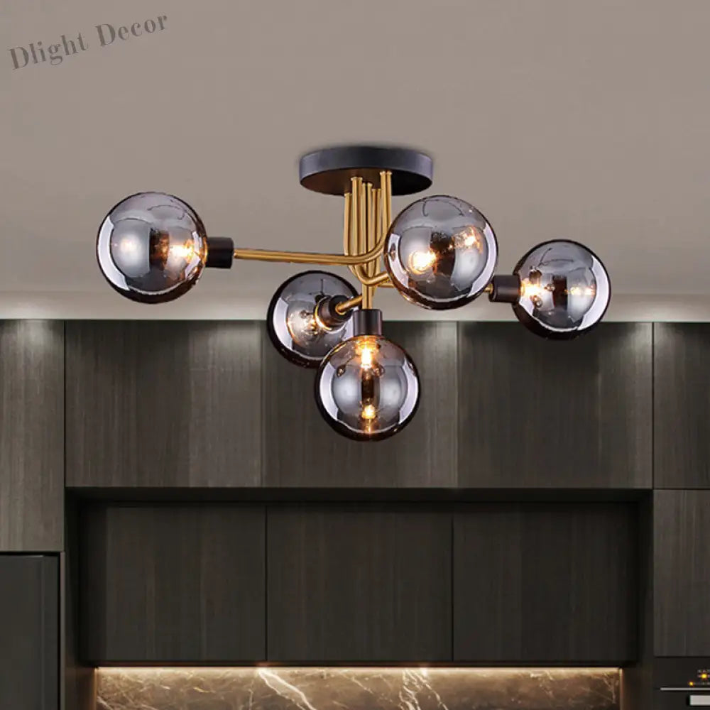 Lilliana Modern Smoke Glass Chandelier: Captivating Branching Design For Your Kitchen