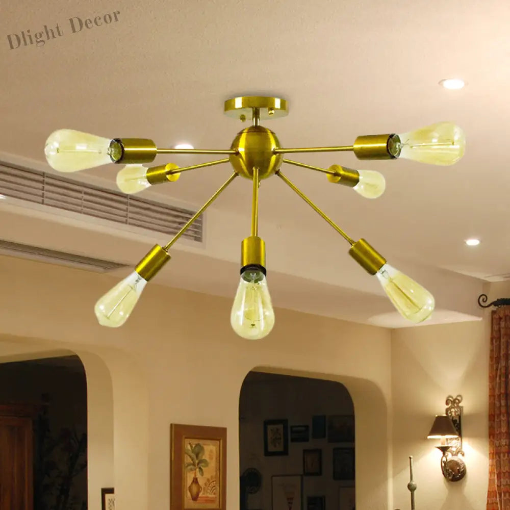 Lily’s Modern 8 - Head Metal Linear Semi Flush Mount Ceiling Lamp - Perfect For Restaurants Light