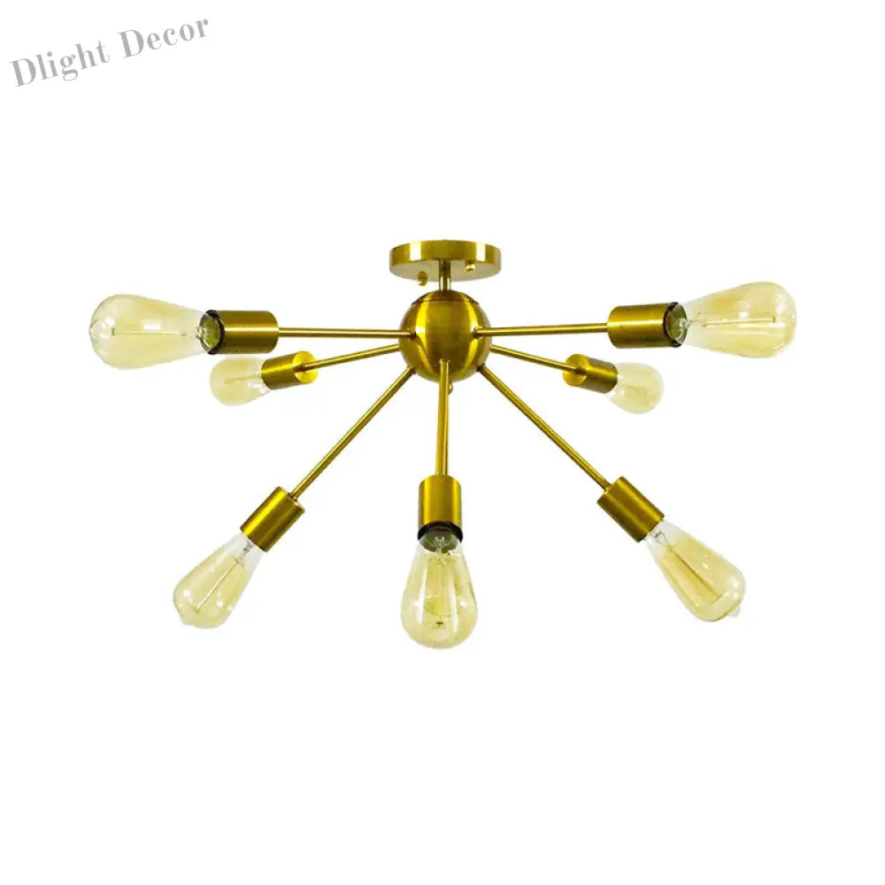 Lily’s Modern 8 - Head Metal Linear Semi Flush Mount Ceiling Lamp - Perfect For Restaurants Light