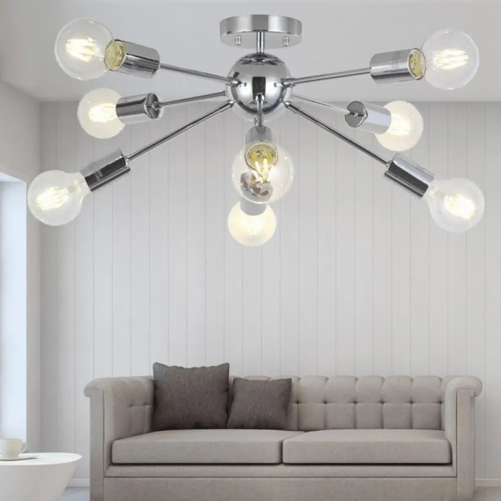 Lily’s Modern 8 - Head Metal Linear Semi Flush Mount Ceiling Lamp - Perfect For Restaurants