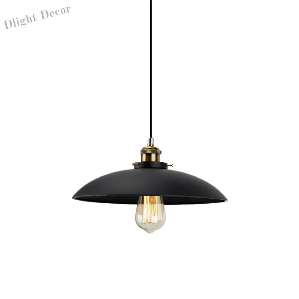 London - Modern Industrial Pendant Light With Black Saucer Shade