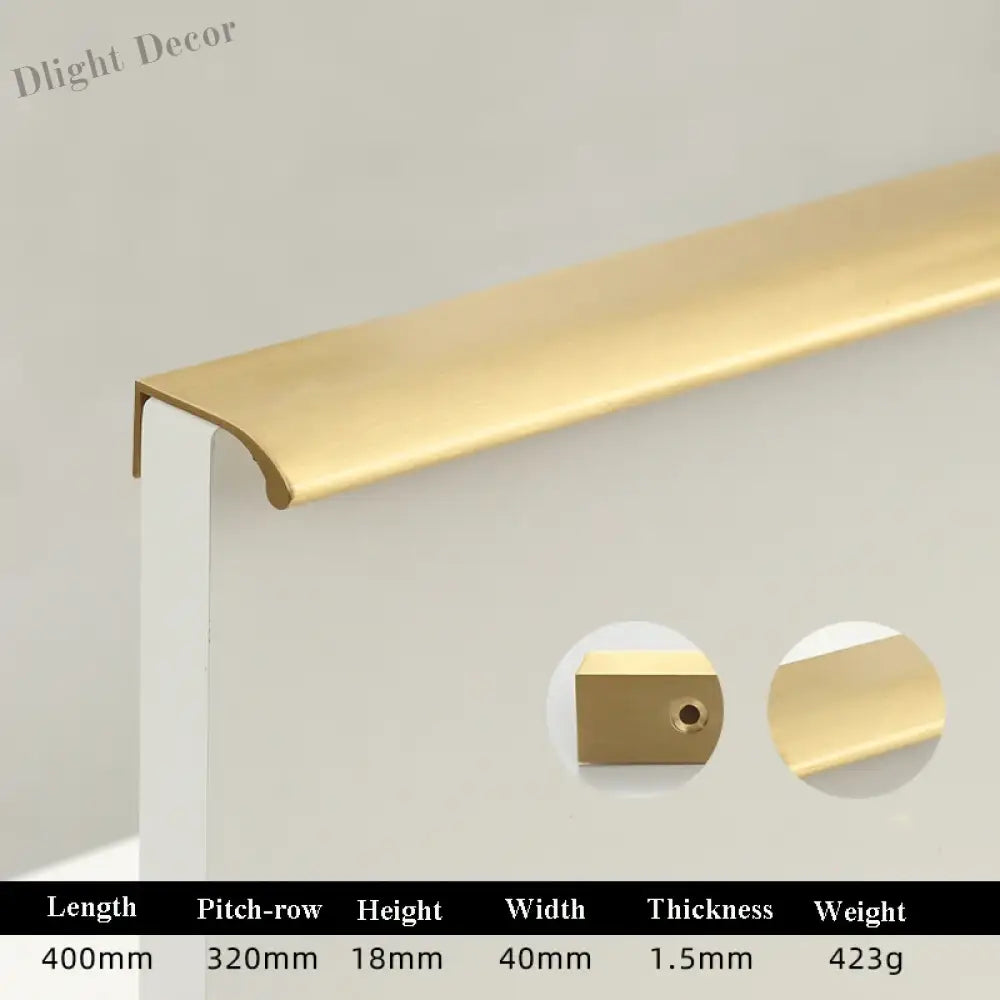Long Hidden Brass Handle Invisible Solid Brass Pull for Kitchen Cabinet Gold Drawer Knobs Furniture Door Handles length