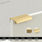 Long Hidden Brass Handle Invisible Solid Brass Pull for Kitchen Cabinet Gold Drawer Knobs Furniture Door Handles length