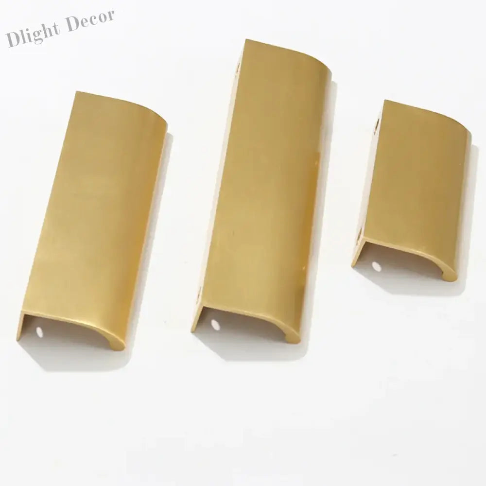 Long Hidden Brass Handle Invisible Solid Brass Pull for Kitchen Cabinet Gold Drawer Knobs Furniture Door Handles Pulls