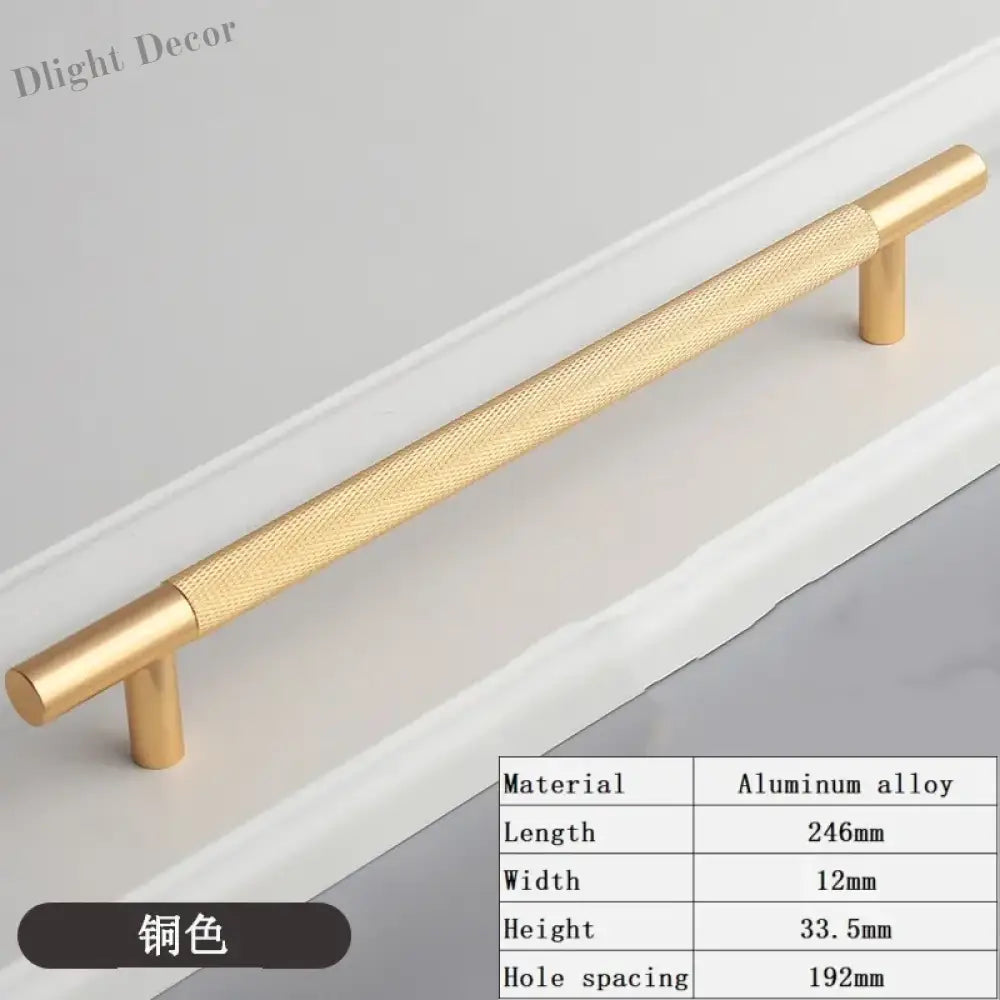 Long Knurled Aluminum Alloy Cabinet Handles – Kitchen Drawer Pulls and T-Bar Wardrobe Furniture Hardware Knurled 192mm