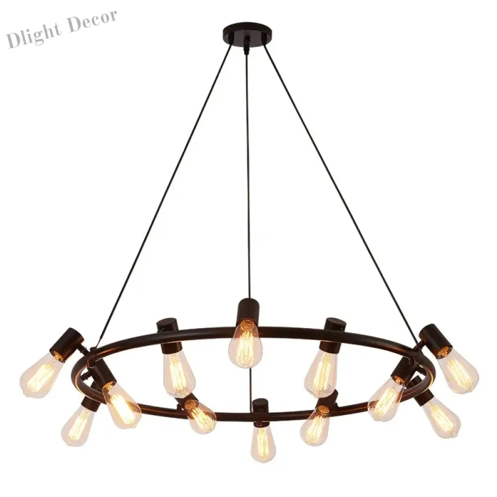 Lucie’s American Vintage Round Chandelier - Adjustable Height Pendant For Dining Room And Coffee