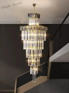 Luxurious Crystal Clear Pendant Light - Artistic Chandelier For Elegant Living Rooms And Staircases