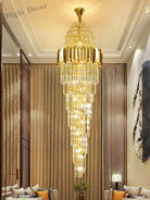 Luxurious Interior Hall Stairwell Golden Chandelier - Modern Elegance With Clean Crystal Ball