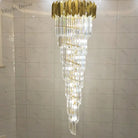 Luxurious Interior Hall Stairwell Golden Chandelier - Modern Elegance With Clean Crystal Ball