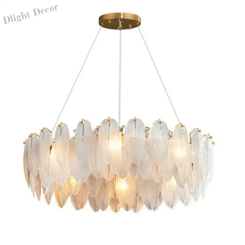 Luxurious Nordic Led Chandeliers - Gold Art Decor Feather Design Ideal For Living Rooms Dining