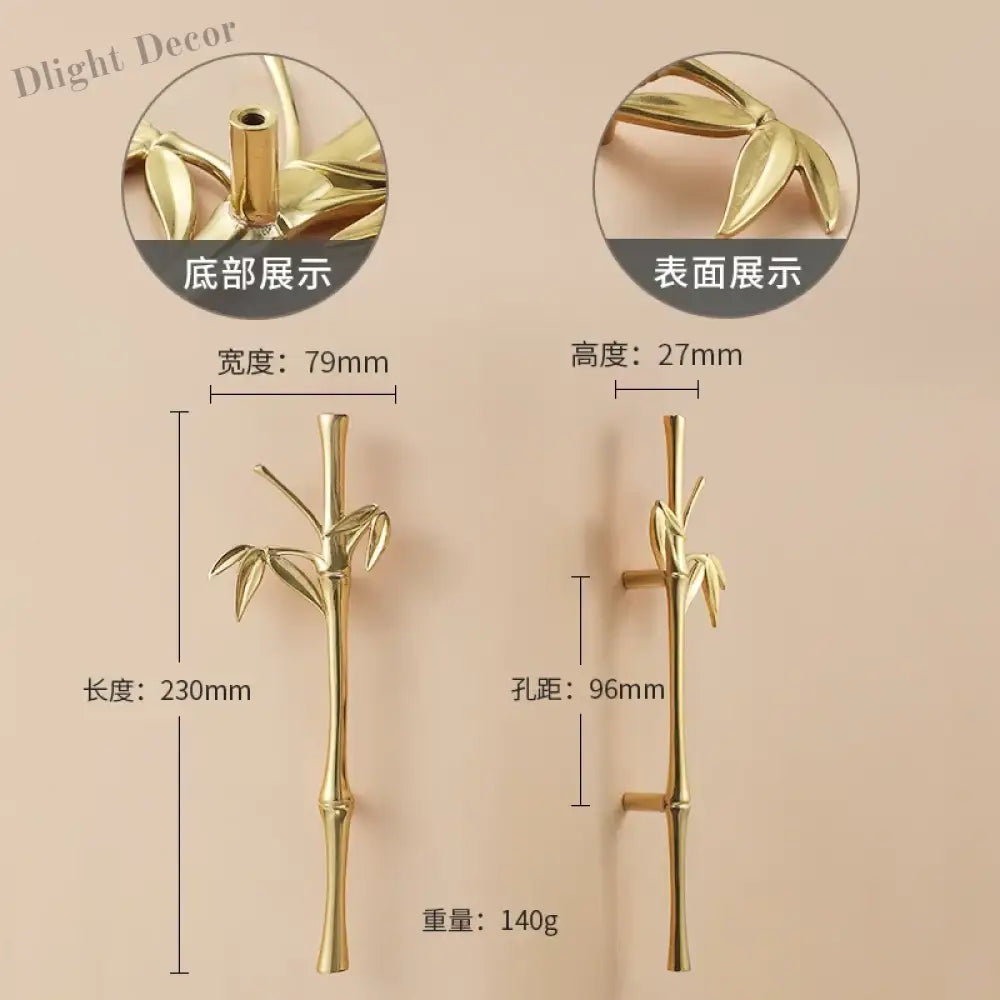 Luxury Brass Flower and Leaf Cabinet Handles – Chinese-Style Decorative Pulls for Wardrobes and Drawers 12-to left / 1