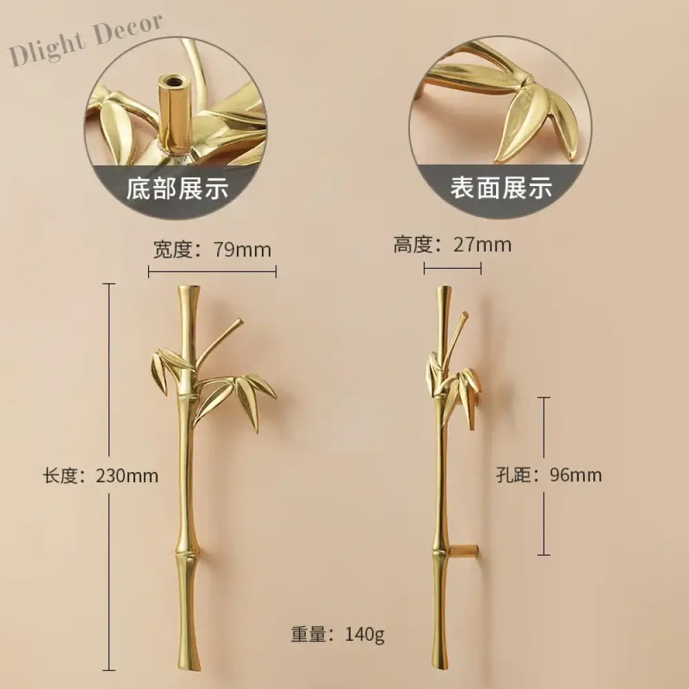 Luxury Brass Flower and Leaf Cabinet Handles – Chinese-Style Decorative Pulls for Wardrobes and Drawers 12-to right / 1