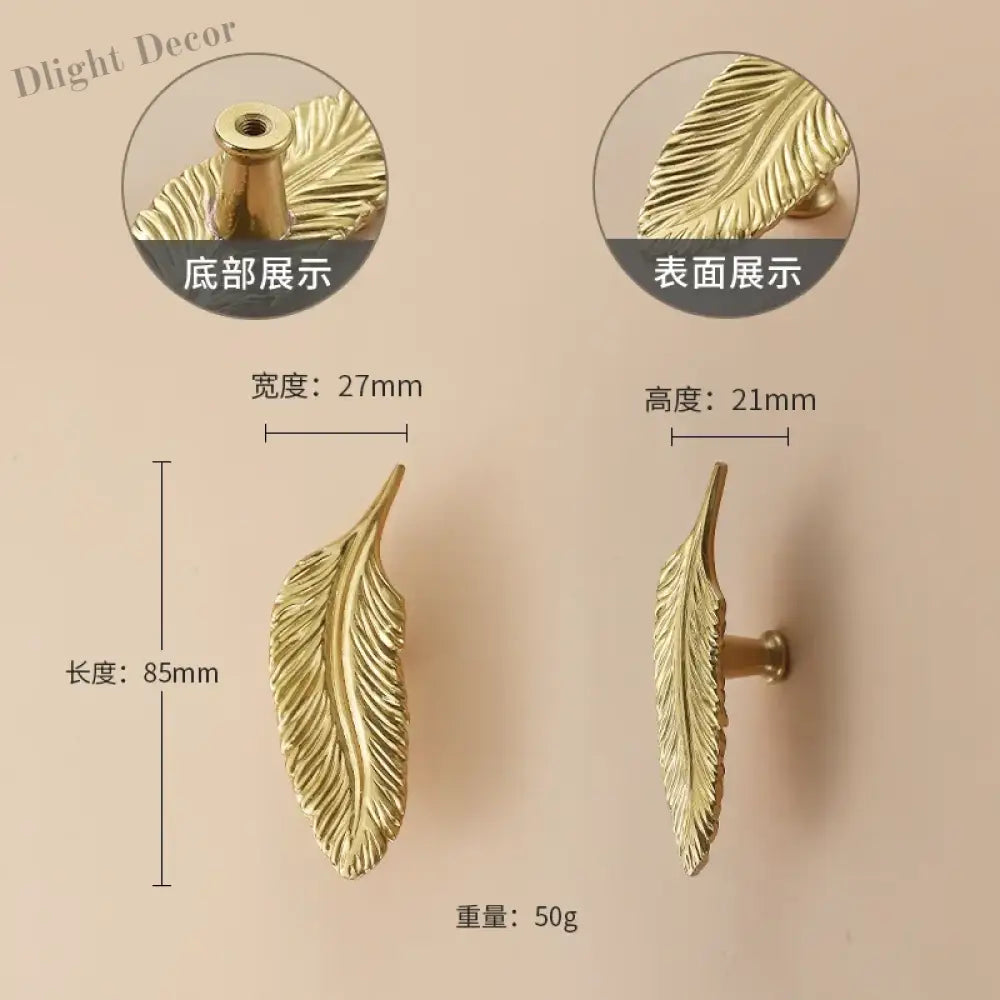Luxury Brass Flower and Leaf Cabinet Handles – Chinese-Style Decorative Pulls for Wardrobes and Drawers 9-to right / 1