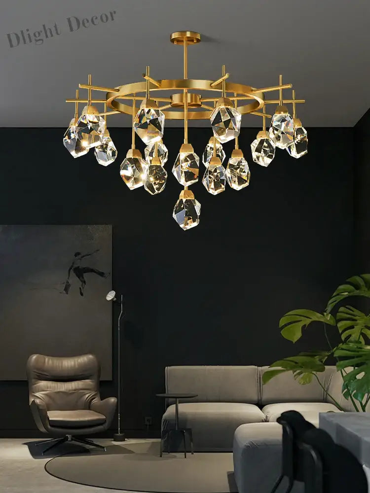 Luxury Crystal Living Room Chandelier - Modern Decor Pendant Light Fixture For Bedrooms Dining