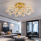 Luxury Dendritic Crystal Ceiling Lamp - Nordic Glass Flower Light Shade Led Chandelier For Bedrooms