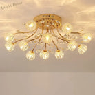 Luxury Dendritic Crystal Ceiling Lamp - Nordic Glass Flower Light Shade Led Chandelier For Bedrooms