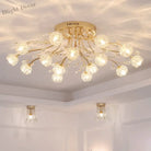 Luxury Dendritic Crystal Ceiling Lamp - Nordic Glass Flower Light Shade Led Chandelier For Bedrooms