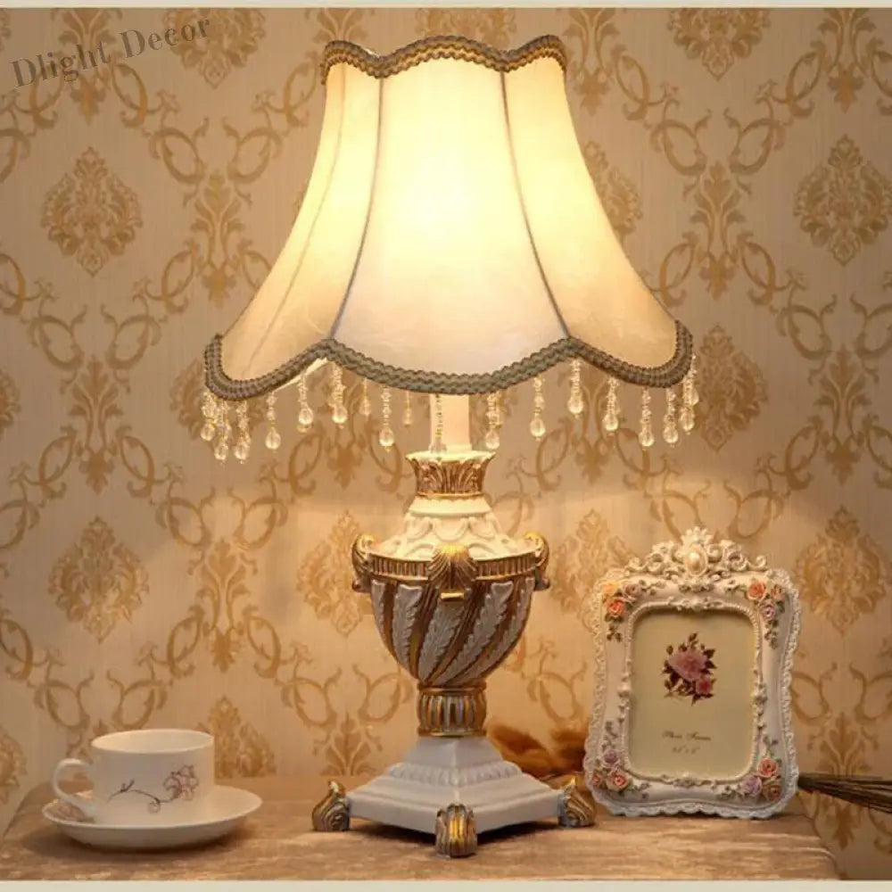 Luxury European Table Lamp - Mediterranean Style Night Desk Light For Bedroom And Living Room