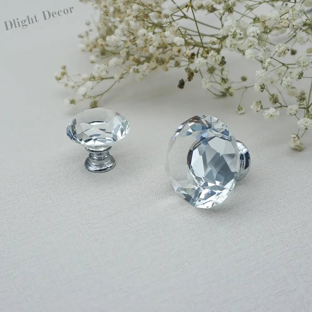 Luxury Gold Chrome Cabinet Handles – Modern Zinc Alloy and Crystal Glass Drawer Knobs for Wardrobes and Dressers Handles