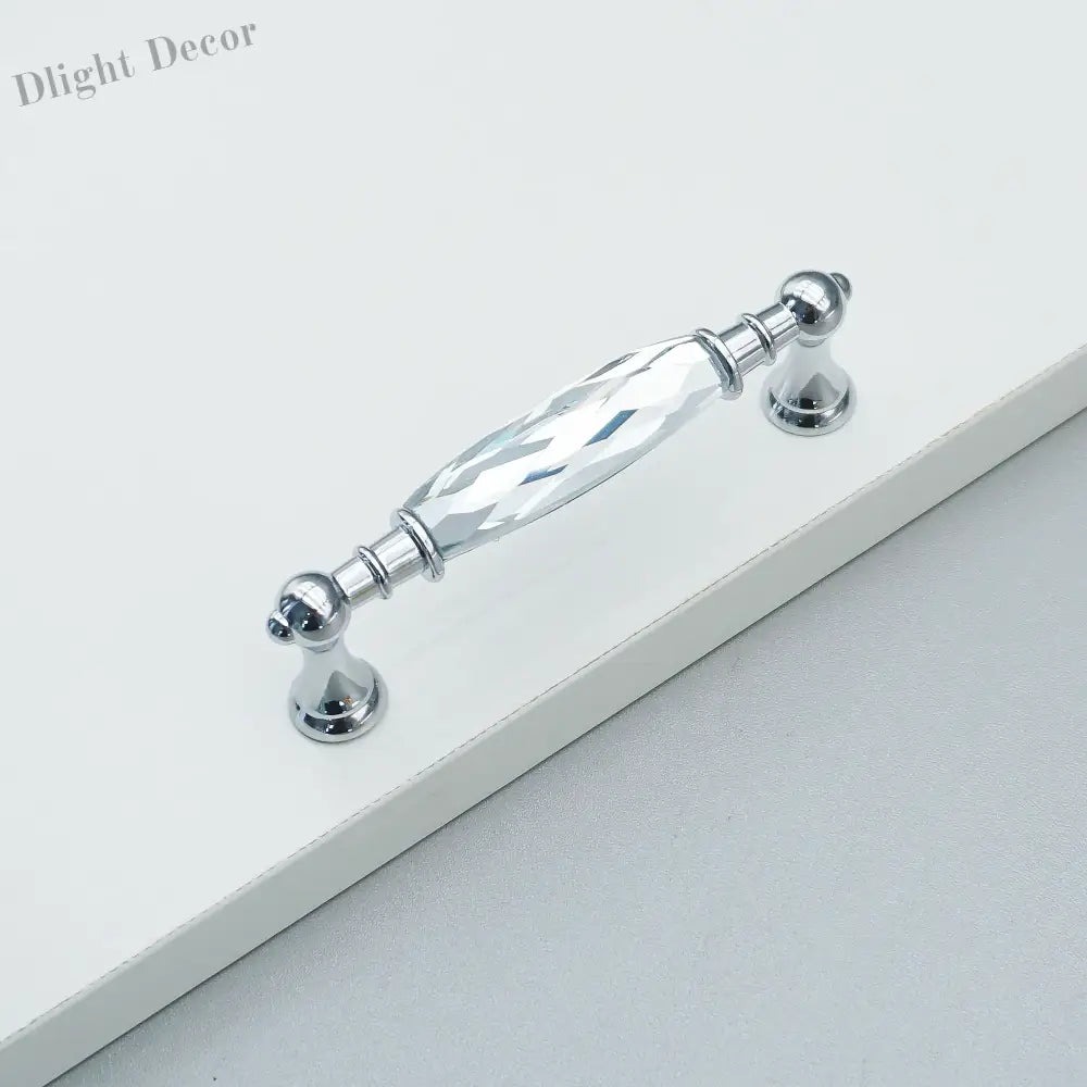 Luxury Gold Chrome Cabinet Handles – Modern Zinc Alloy and Crystal Glass Drawer Knobs for Wardrobes and Dressers 96mm
