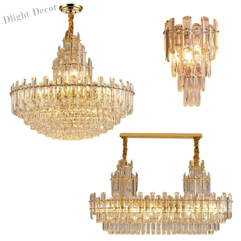 Luxury Gold Led Crystal Pendant Lights - Artistic Ceiling Decor For Maison - Inspired Living Spaces