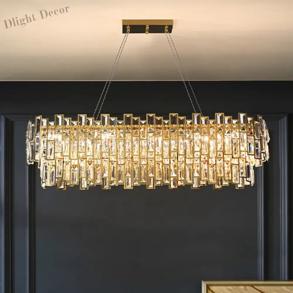 Luxury Golden Crystal Led Ceiling Lamp - Modern Round Chandelier For Dining And Living Rooms