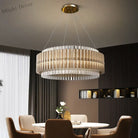 Luxury Led Chandelier For Living Room - Modern Round Glass Hanging Lamp In Gold Chandelier