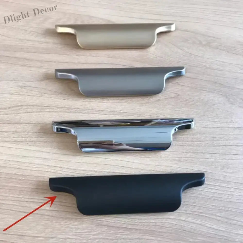 Luxury Zinc Alloy Curved Cabinet Handles - Modern Drawer Pulls for Wardrobes and Shoe Cabinets Black 96mm Handles