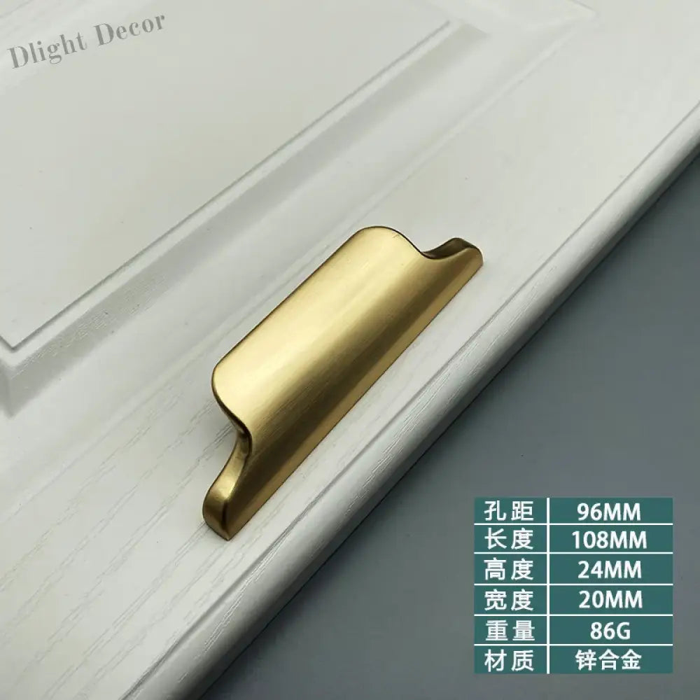 Luxury Zinc Alloy Curved Cabinet Handles - Modern Drawer Pulls for Wardrobes and Shoe Cabinets Gold drawing 96mm Handles