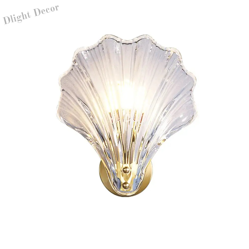 Madison - Fancy Modern Glass Shell Lampshade Indoor Bathroom Waterproof Next Wall Lamp Led Brass