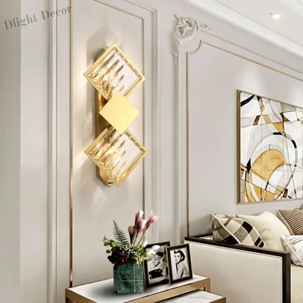 Malaya - Living Room Villa Hotel New Wall Lamp Creative Golden Crystal High - End Luxury Atmosphere