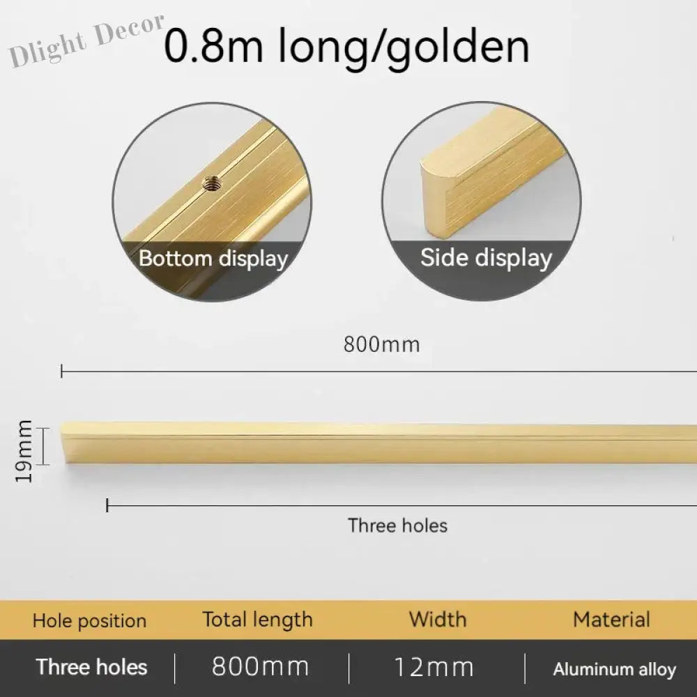Minimalist Ultra-Long Aluminum Alloy Cabinet Handle – Modern Black and Gold Wardrobe Drawer Pull (800-1200mm) Brushed