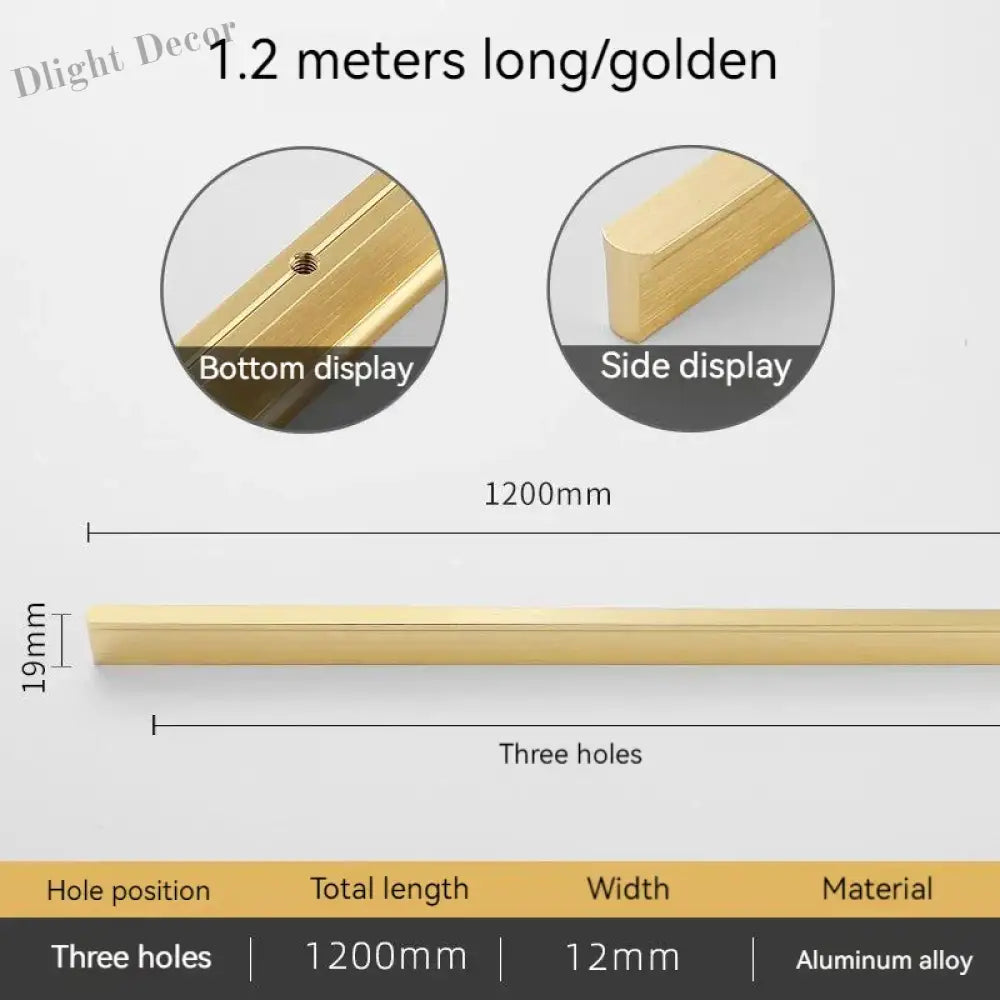 Minimalist Ultra-Long Aluminum Alloy Cabinet Handle – Modern Black and Gold Wardrobe Drawer Pull (800-1200mm) Brushed