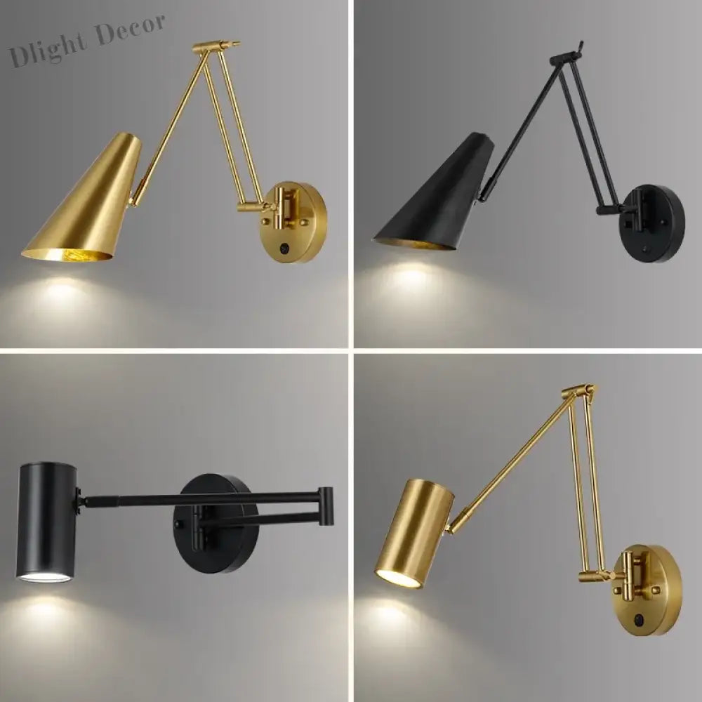 Modern Adjustable Wall Lamps - Swing Long Arm Design With Internal Switch For Household Bedside